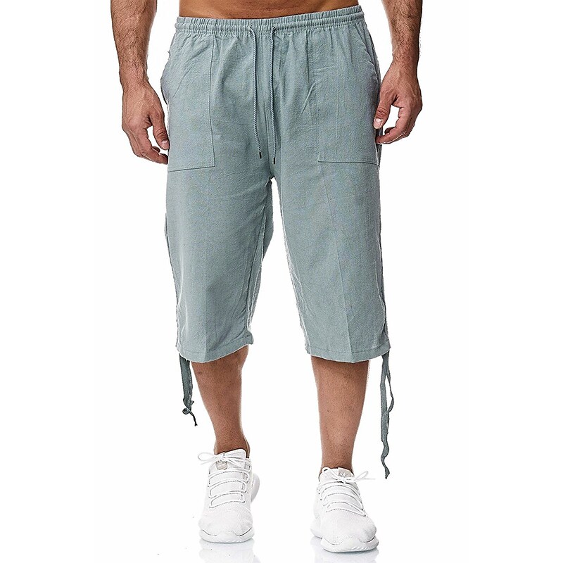 Men's Drawstring Elastic Waist Front Pocket Plain Comfort Breathable P