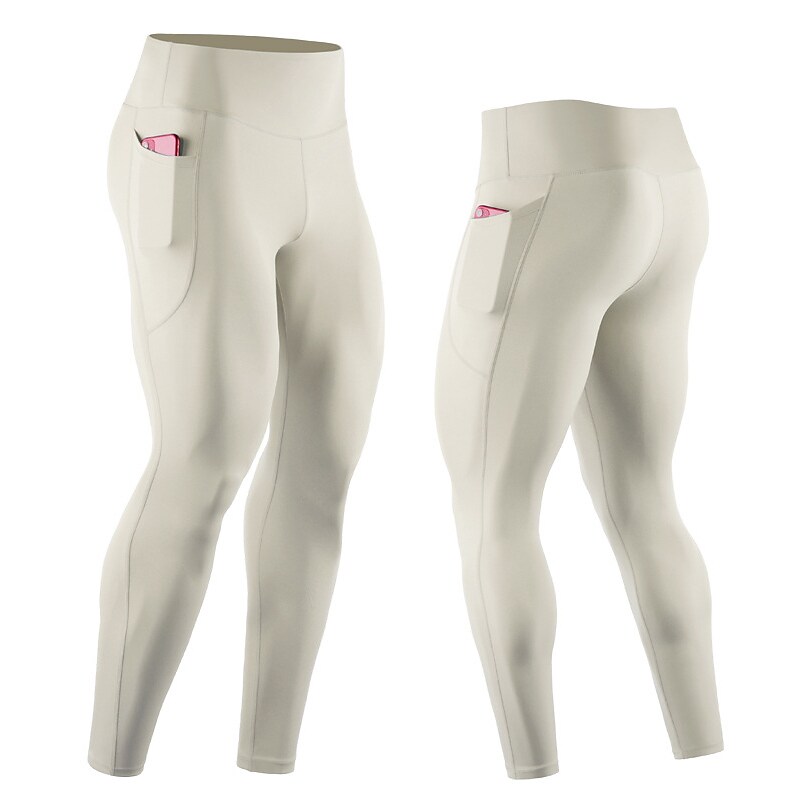 Men's Running Tights Leggings Side Pockets with Phone Pocket Athletic