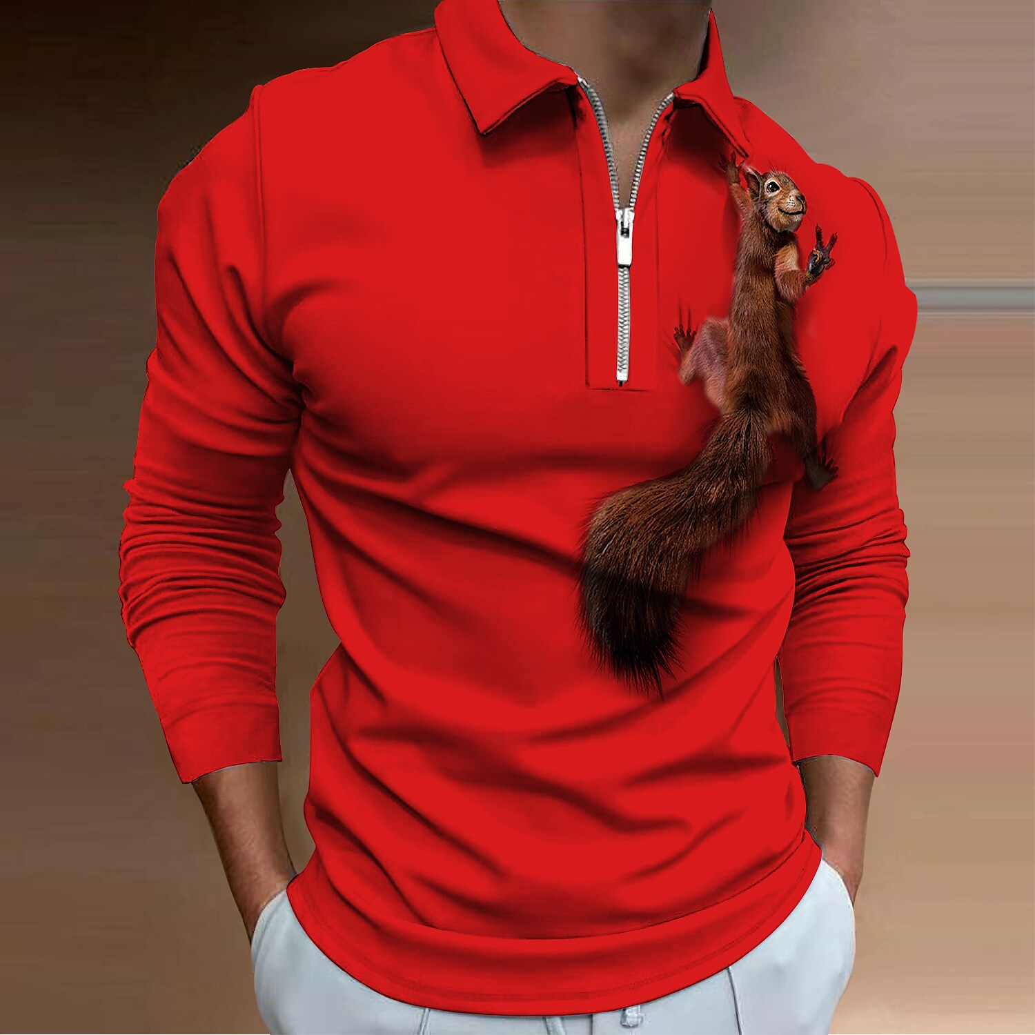 Men's Polo Golf Shirt Graphic Prints Squirrel Turndown 3D Print Long S