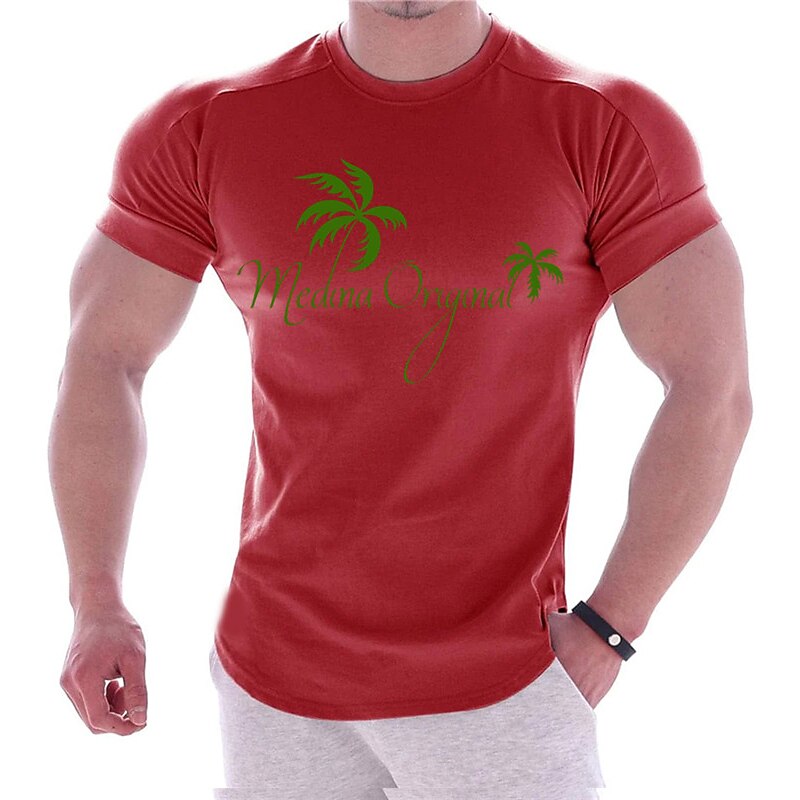 Men's T shirt  Graphic Tee Coconut Tree  Prints Crew Neck Hot Stamping Outdoor Street Short Sleeve Print Top