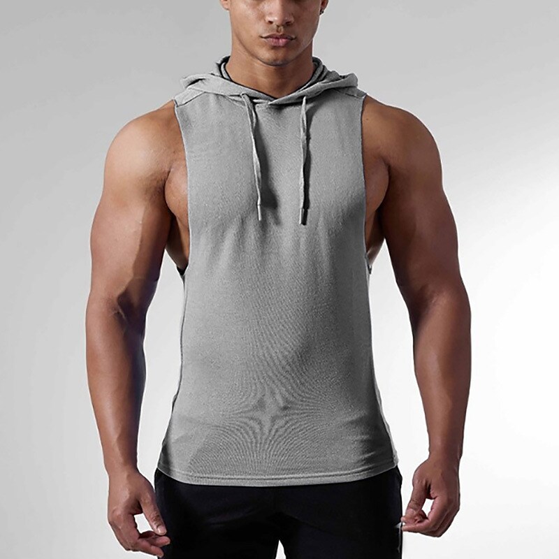Men's Running Tank Top Sleeveless Hoodie Breathable Quick Dry Moisture