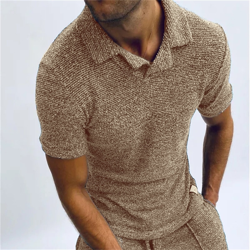 Men's Sport Polo Shirt Casual Cuban Collar Short Sleeve Fashion Basic Plain Quick Dry Summer  Polo