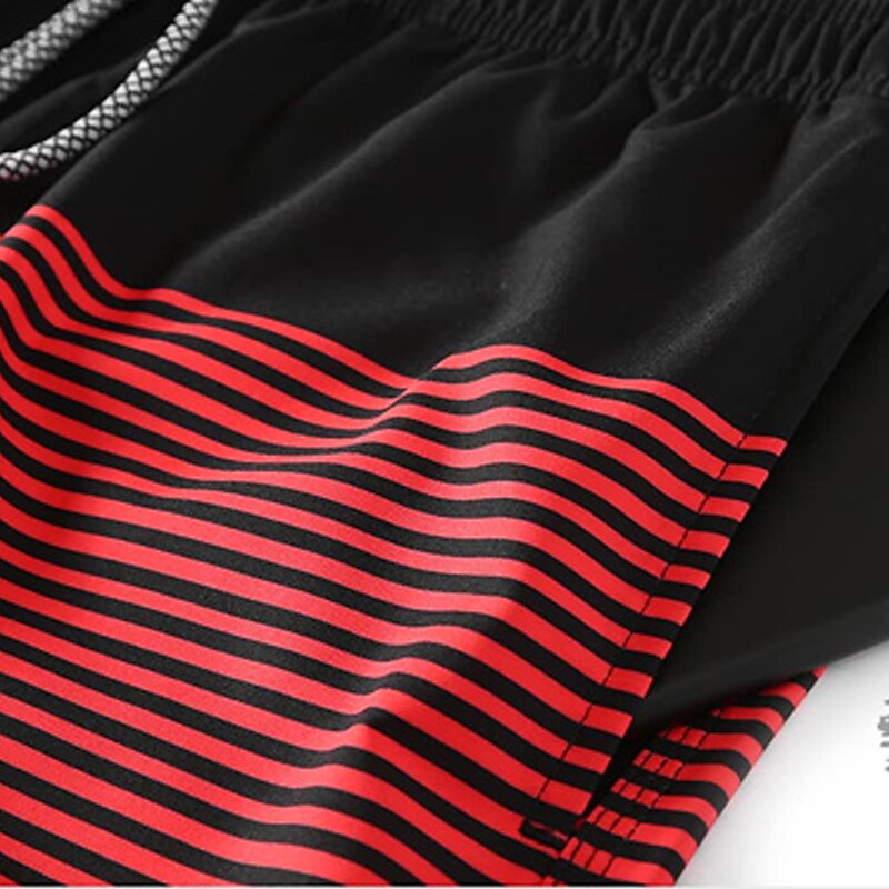Men's Swim Trunks Summer Shorts Bermuda Drawstring with Mesh lining Elastic Waist Graphic Stripe Breathable Soft Casual Short 