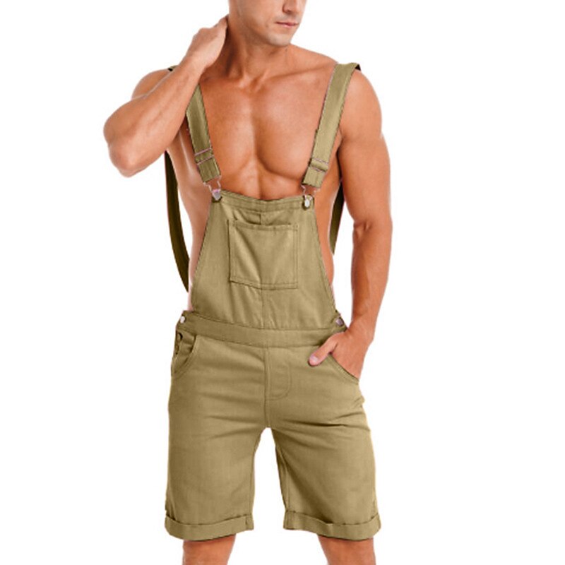 Men's Overalls Jumpsuit Casual Shorts Pocket Plain Comfort Breathable Outdoor Daily Going out Fashion Casual ArmyGreen Yellow