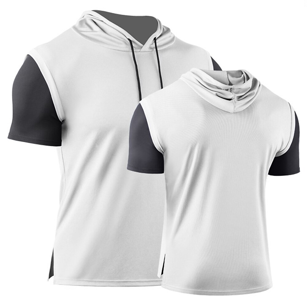 Men's Running Shirt Gym Shirt Split Short Sleeve Top Athletic Breathable Soft Sweat wicking Jogging Training Color Block  Sportswear