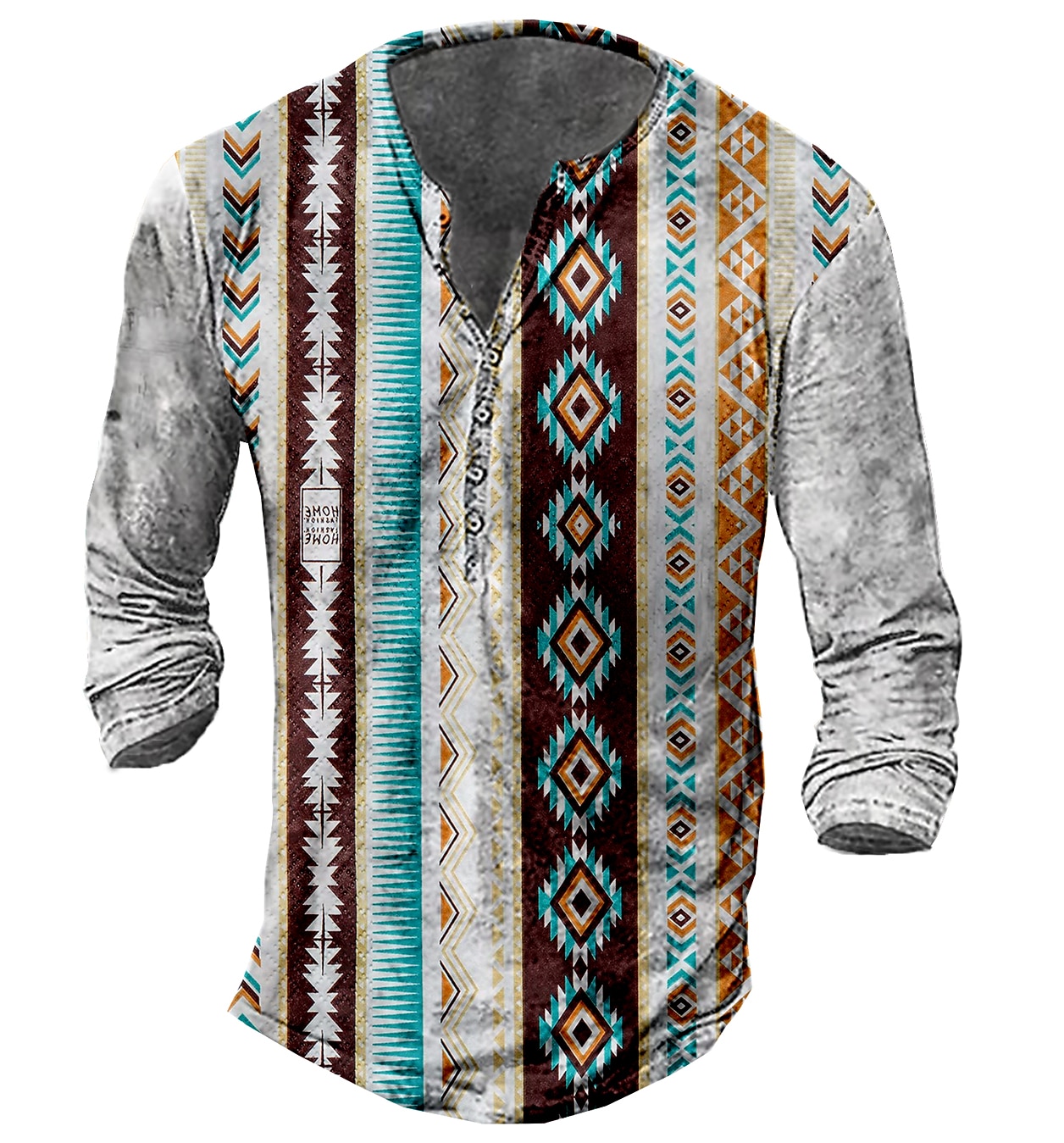 Men's Henley T shirt Tee Tee Graphic Tribal Vintage Henley Street Casual Long Sleeve 