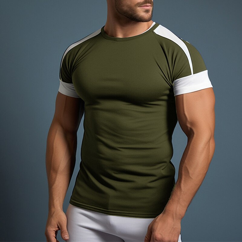 Men's T shirt Tee Tee Top Color Block Crew Neck Street Vacation Short Sleeves Clothing Apparel Fashion Designer Basic Top