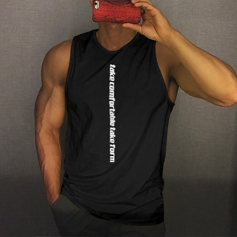 Men's Muscle Sleeveless Vest Men's Quick-drying Sports Loose Short-sleeved T-shirt Fitness Top