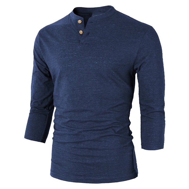 Men's Henley Shirt Tee Top Plain Henley Street Vacation Long Sleeve Clothing Apparel Fashion Designer Basic Top