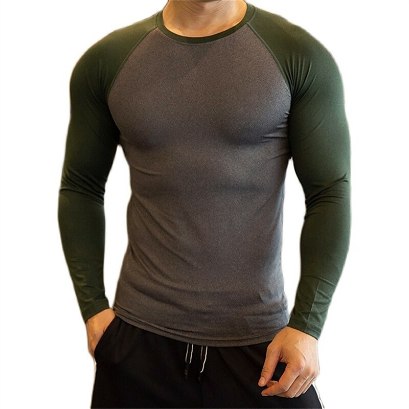 Men's T shirt Tee Long Sleeve Shirt Color Block Round Neck Street Holiday Long Sleeve Casual Comfortable Top