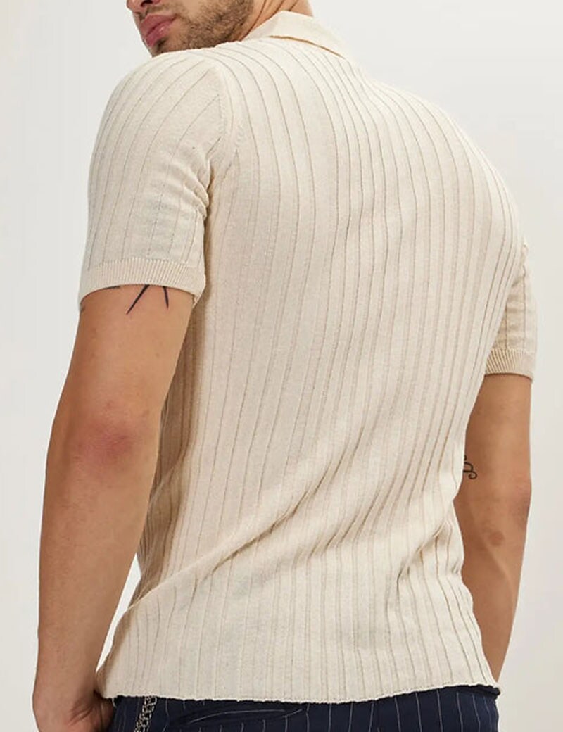 Men's T-shirt Top Plain Lapel Street Vacation Short Sleeve Basic Polo Shirt