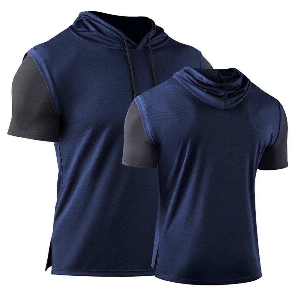 Men's Running Shirt Gym Shirt Split Short Sleeve Top Athletic Breathable Soft Sweat wicking Jogging Training Color Block  Sportswear