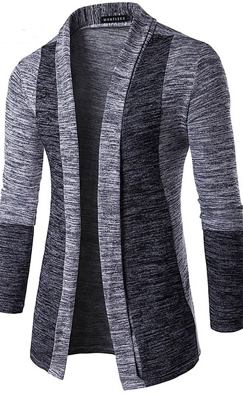 Men's Bussiness Plain Cardigan Knit Long Sleeve Regular Warm Coat