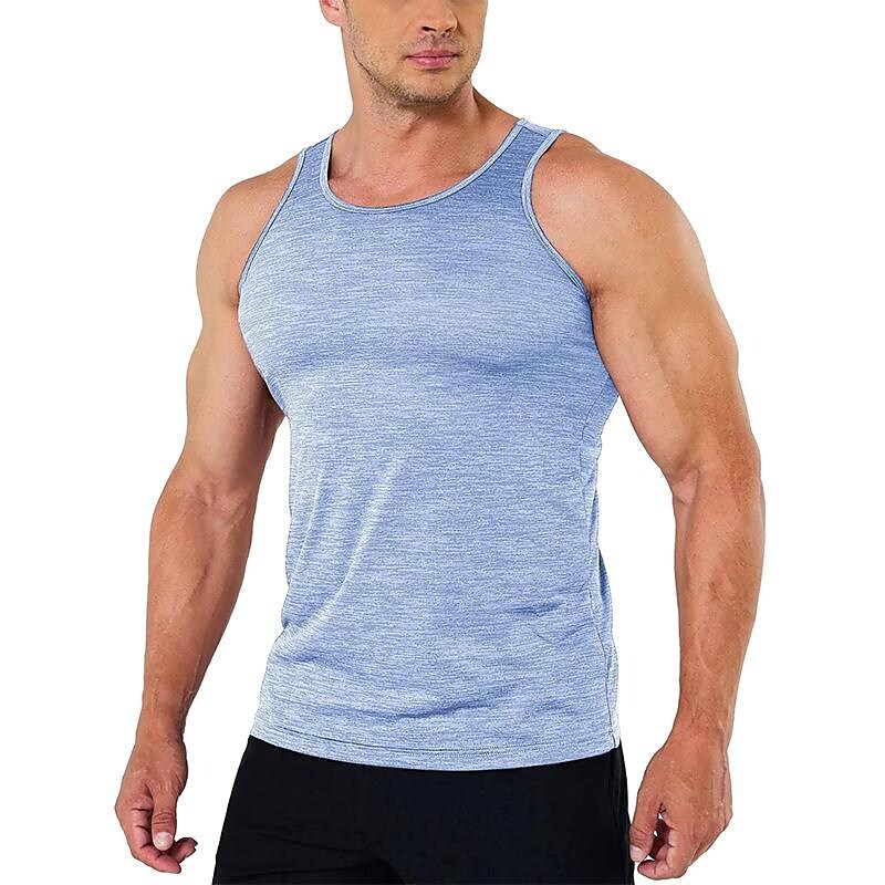  Men's Summer Fitness Sports Leisure Cationic Solid Color Quick-drying Vest Men