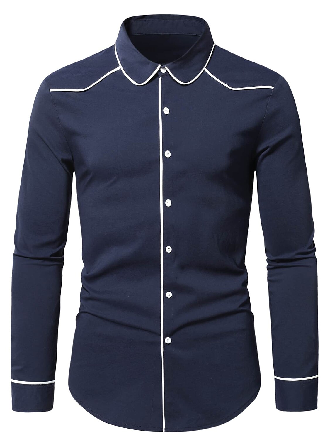 Men's Outdoor Casual Fashion Vacation Breathable Comfortable Light Plain Lapel Long Sleeve Shirt