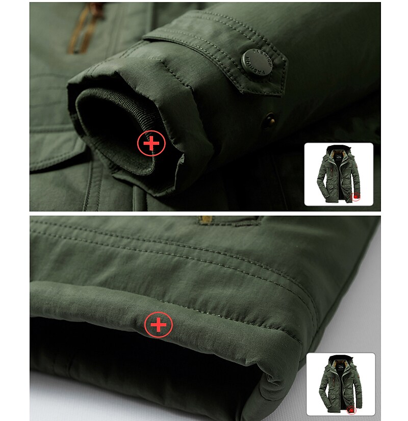 Men's Hiking Fleece Thick Warm Hooded Windbreaker Outdoor Jacket  