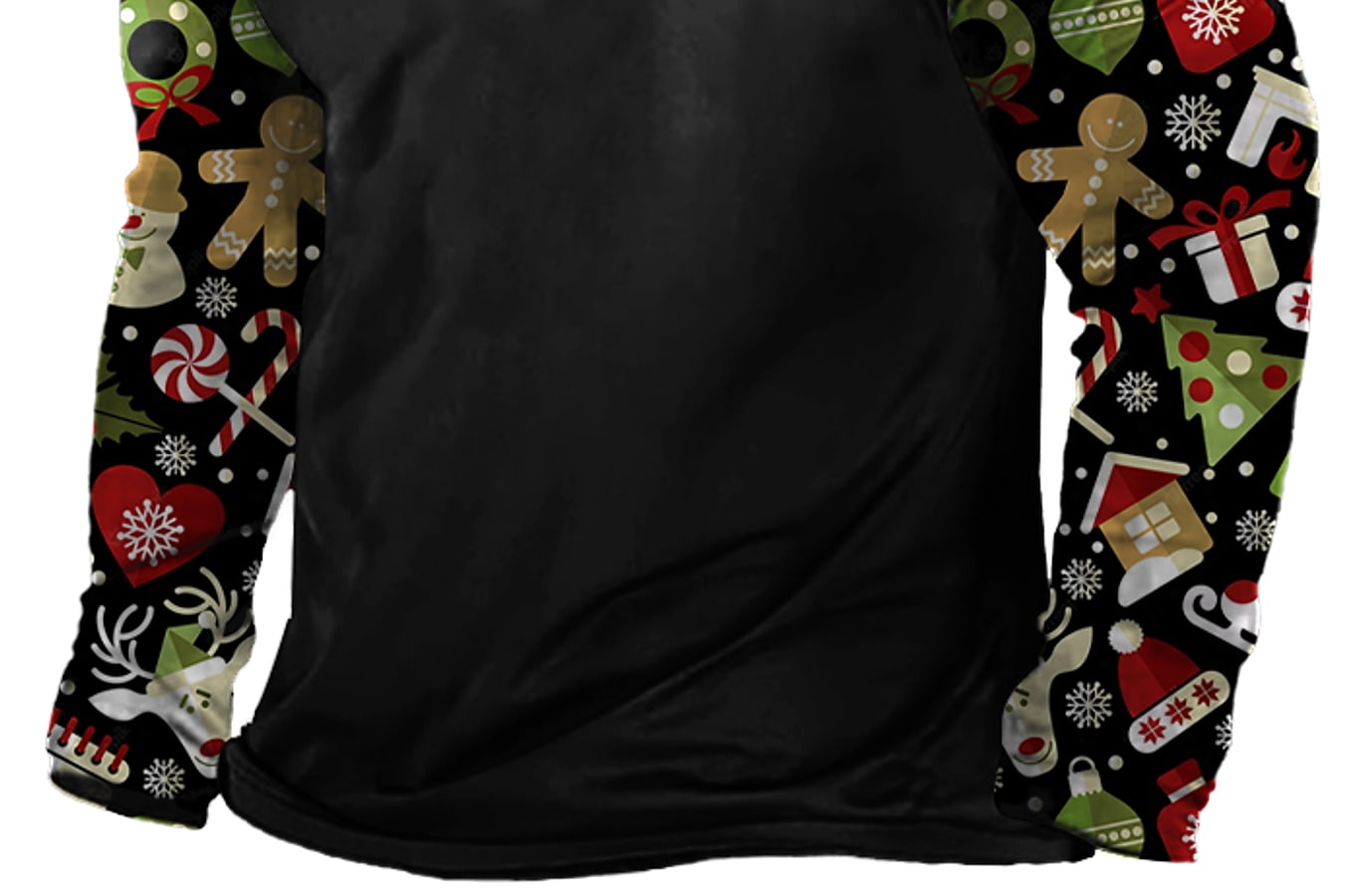 Men's Black Christmas Print Turndown Long Sleeve Zipper Sweatshirt
