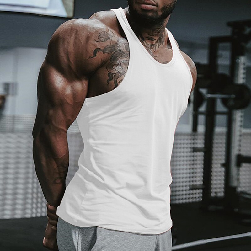 Men's Tank Top Vest Undershirt Sleeveless Shirt Solid Color Crew Neck