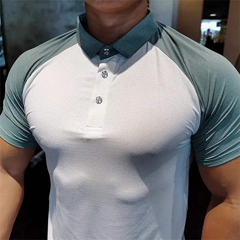 Men's Polo Shirt Golf Shirt Casual Holiday Lapel Short Sleeve Fashion Basic Color Block Classic Summer Polo Shirt