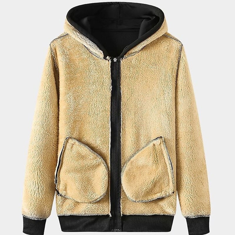 Men's Warm Hooded Solid Color Sweatshirt Elastic Pant Basic Two Piece