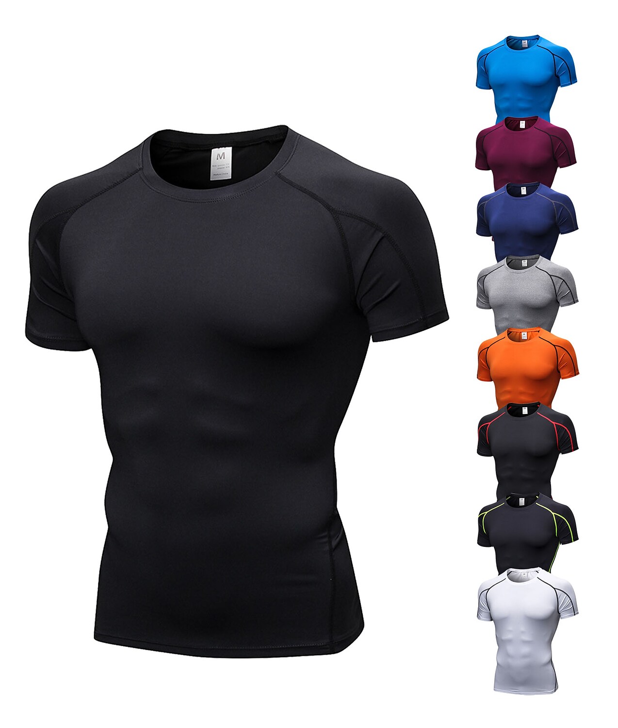 Men's Compression Running Short Sleeve T-shirt Breathable Quick Dry Lightweight Fitness Gym Workout Sportswear
