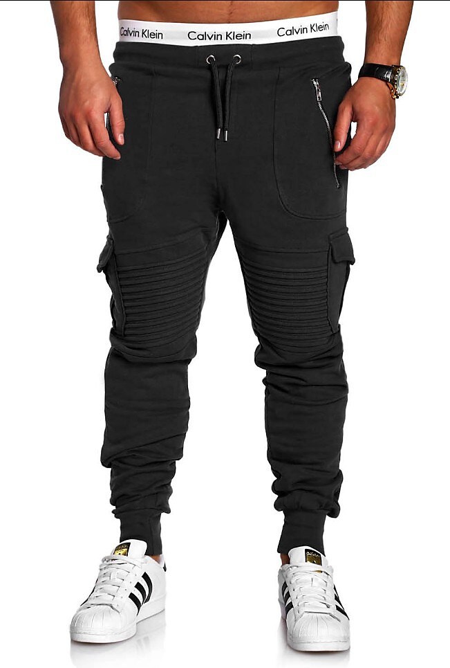 Men's Casual Solid Color Pocket Breathable Micro-elastic Sweatpants