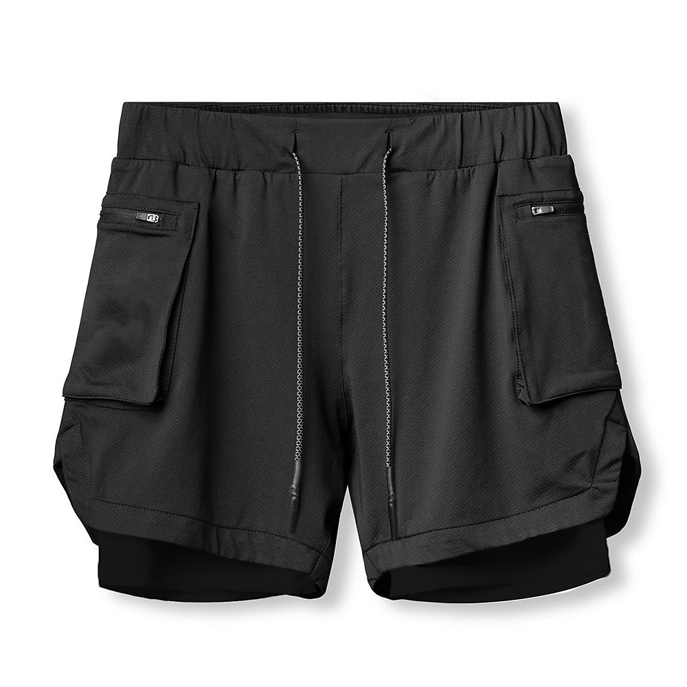 Men's Running Gym Shorts Drawstring 2 in 1 Shorts Athletic Breathable Soft Quick Dry Yoga Fitness Sportswear 