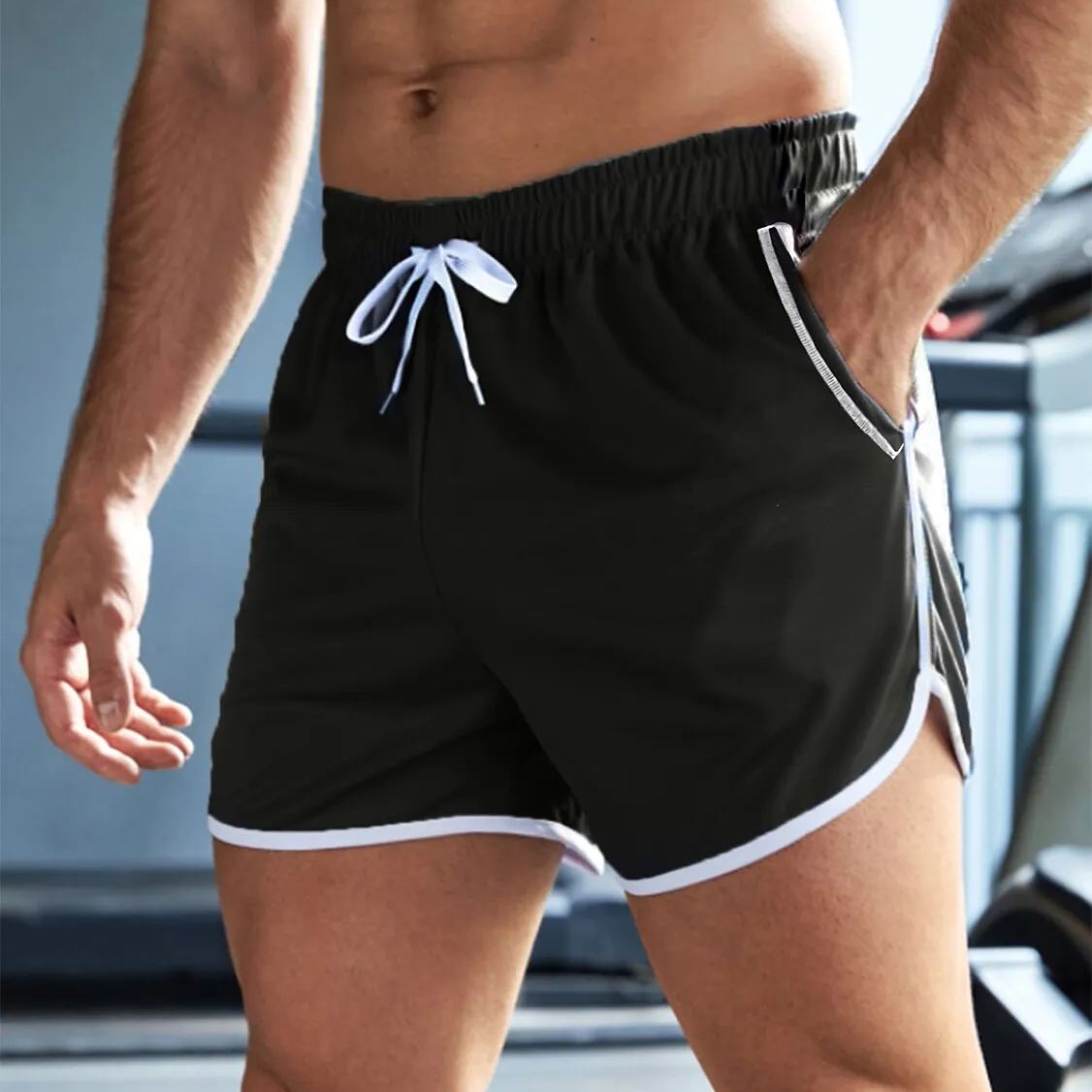 Men's Running Workout Shorts Drawstring Side Pockets Bottoms Athletic Breathable Quick Dry Fitness Gym Workout Running Sportswear