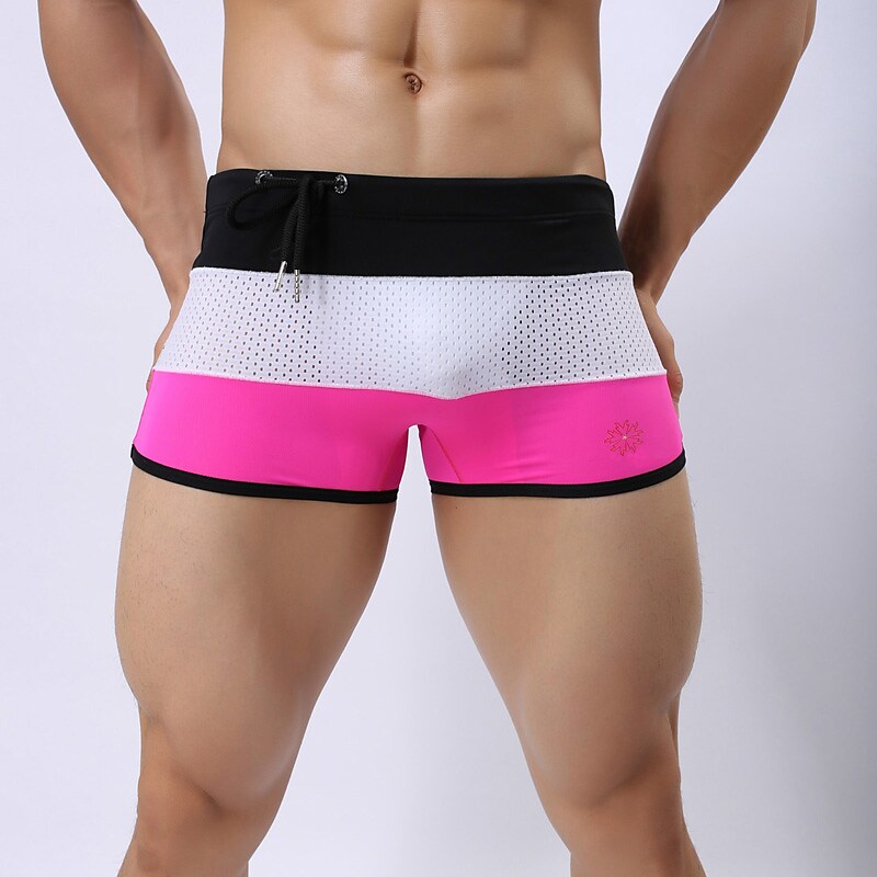 Men's Swimwear Swim Mesh Drawstring Color Block Breathable Soft Simple Comfort