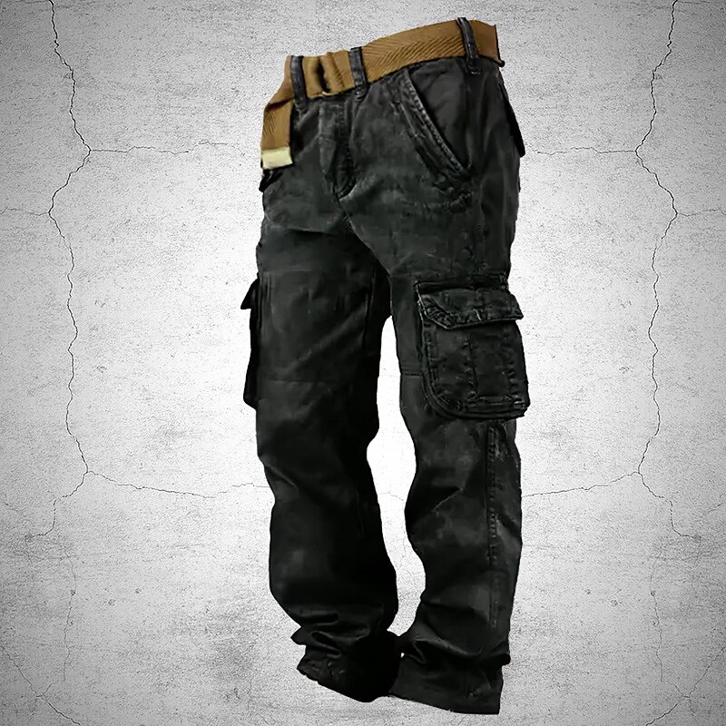 Men's Cargo Pants Trousers Multi Pocket Plain Wearable Outdoor Casual Daily Cotton Blend Fashion Classic Black Army Green