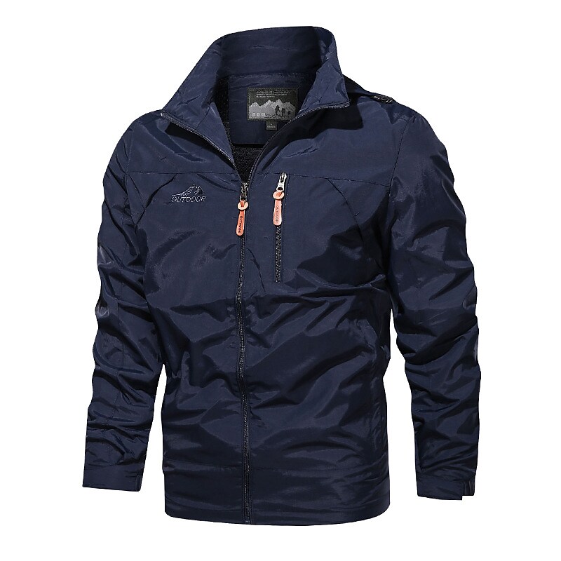 Men's Waterproof Windproof Warm Street Daily Zipper Turndown Casual Jacket Outerwear Solid Color Pocket