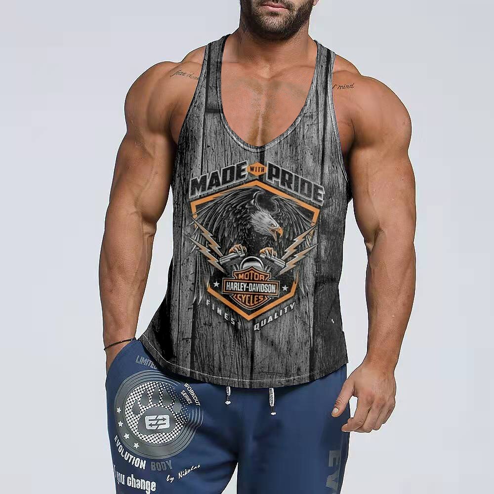 Men's Running Tank Top Patchwork 3D Print Sleeveless Tank Top Soft