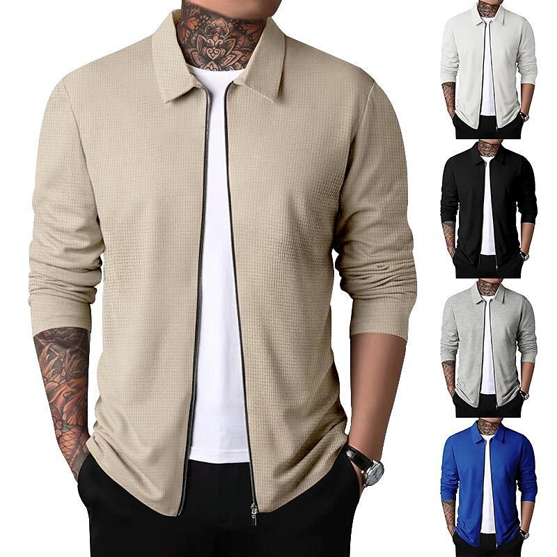 Men's Jacket Casual Jacket Outdoor Daily Wear Warm Fall Winter Plain Fashion Streetwear Lapel Jacket