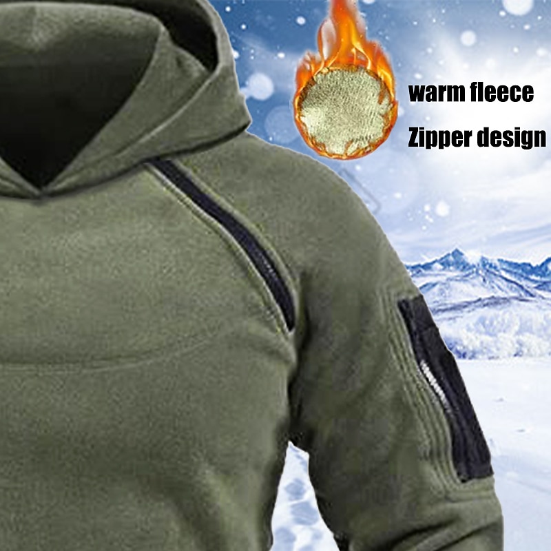 Men's Casual Thickened Solid Color Hooded Long Sleeve Sweatshirt