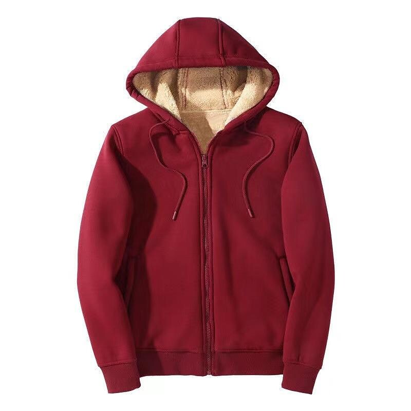 Men's Cardigan Zipper Thickened Lamb Velvet Hooded Winter Warm Top