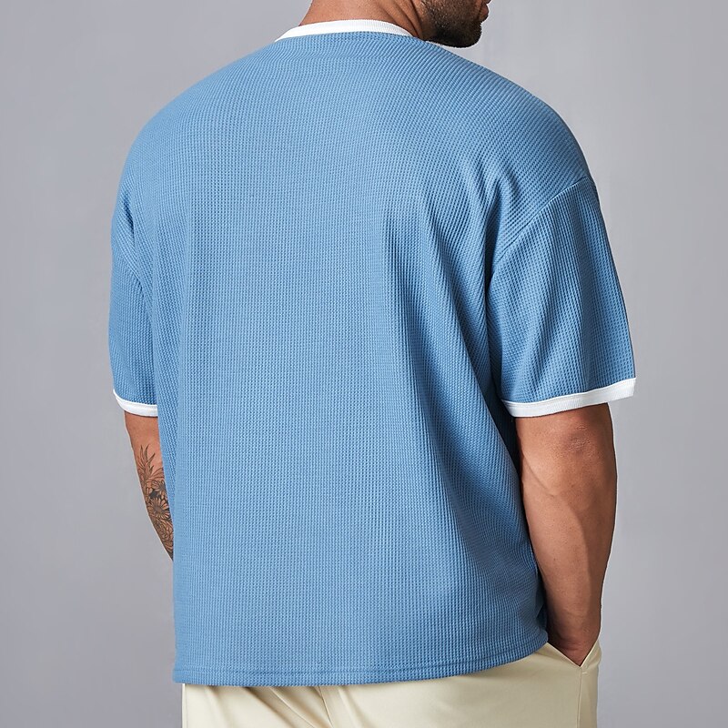 Men's T shirt Tee Tee Top Color Block Pit Strip Crew Neck Street Vacation Short Sleeves Clothing Apparel Fashion Designer Basic Top