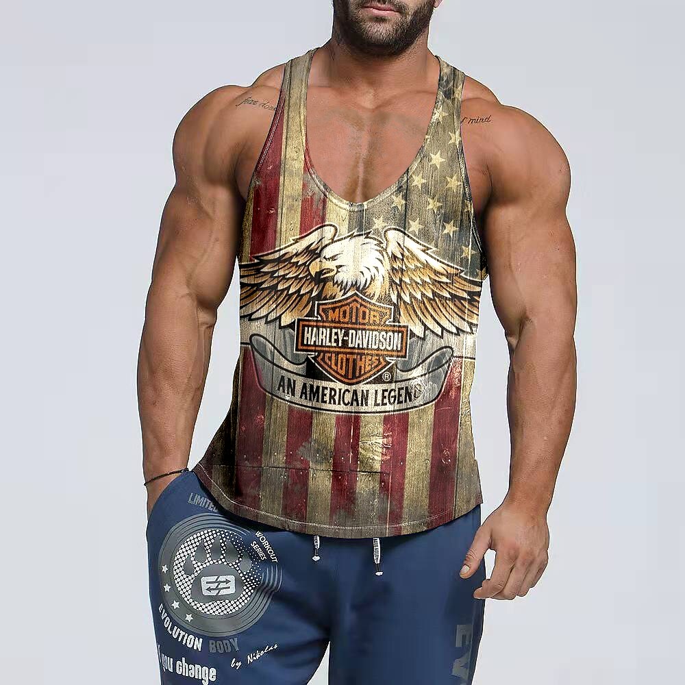 Men's Running Tank Top Patchwork 3D Print Sleeveless Tank Top Soft