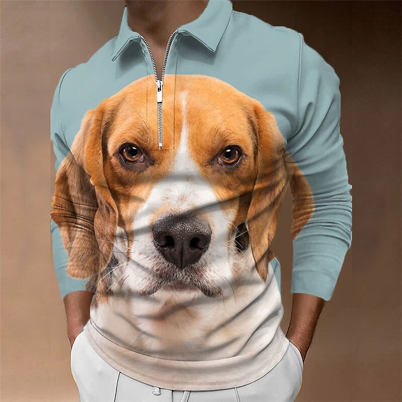 Men's Polo Shirt Golf Shirt Animal Dog Graphic Prints Turndown3D Print