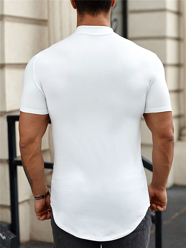 Men's T shirt Tee Tee Top Plain Queen Anne Street Vacation Short Sleeves Lace up Clothing Designer Basic Top