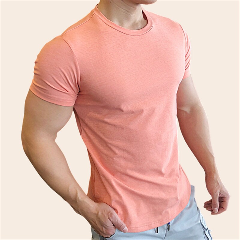 Men's T shirt Plain Crew Neck Street Vacation Short Sleeves Designer Basic Top 