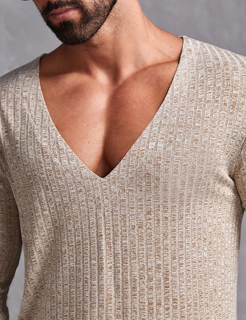 Men's T shirt Tee Tee Top Plain Pit Strip V Neck Street Vacation Clothing Apparel Fashion Designer Basic Top