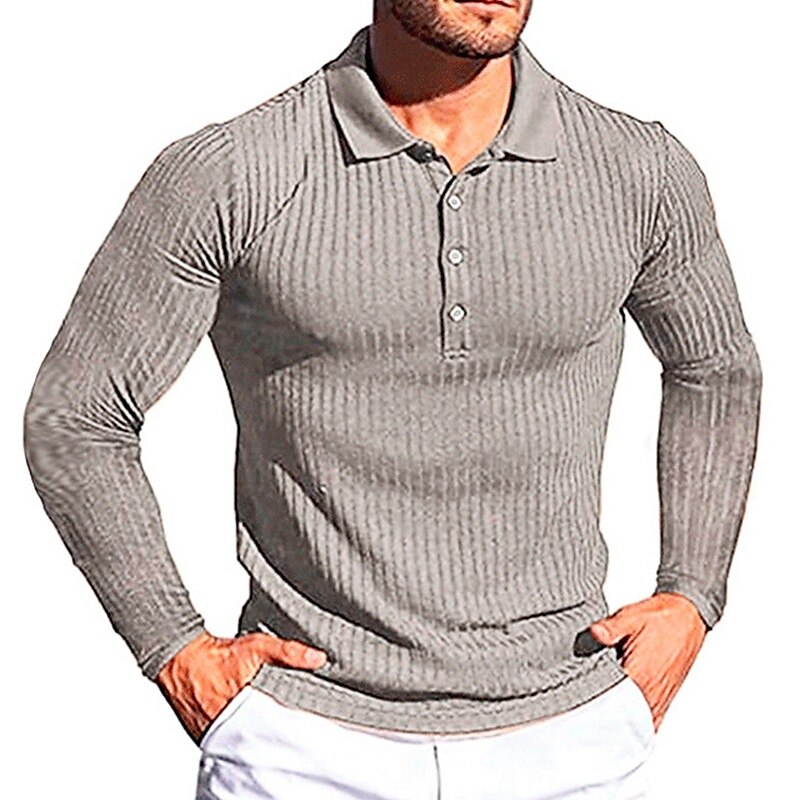 Men's Polo Shirt Golf Shirt Casual Daily Polo Collar Long Sleeve Fashion Streetwear Solid Colored Button Front Button-Down Polo