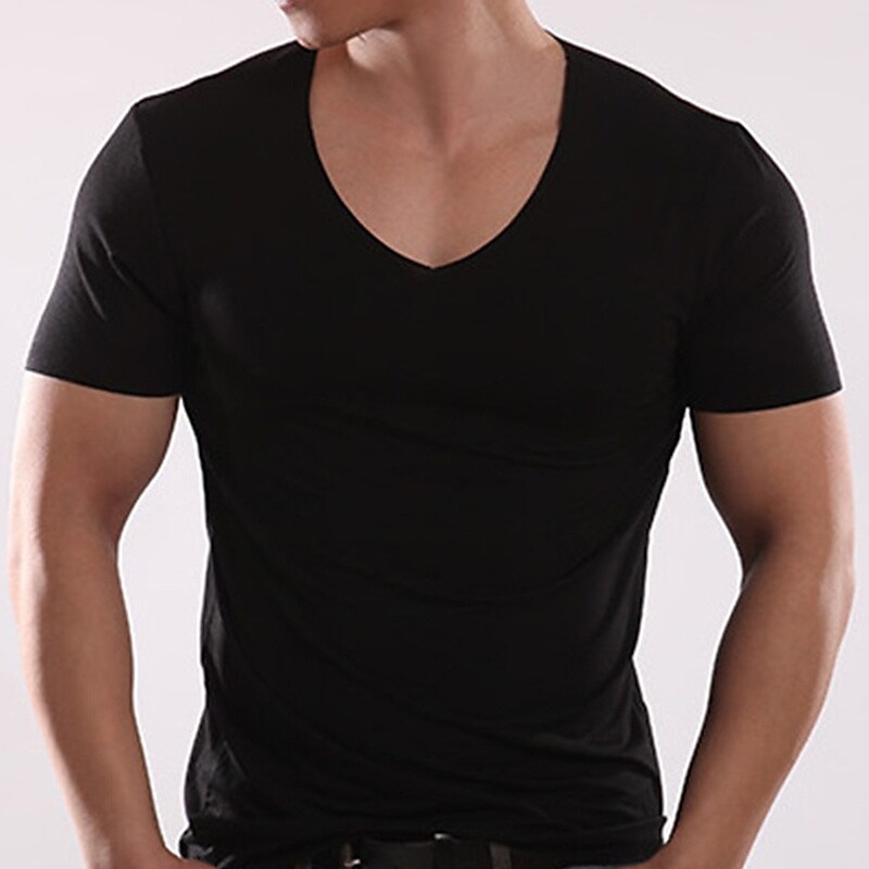 Men's T shirt Tee Plain V Neck Short Sleeve Clothing  Casual Comfortable