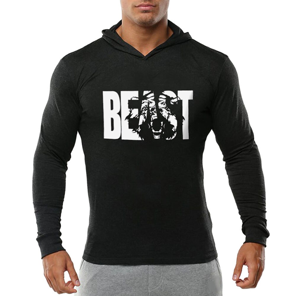 Men's Long Sleeve Hoodie Athletic Breathable Moisture Wicking Running 