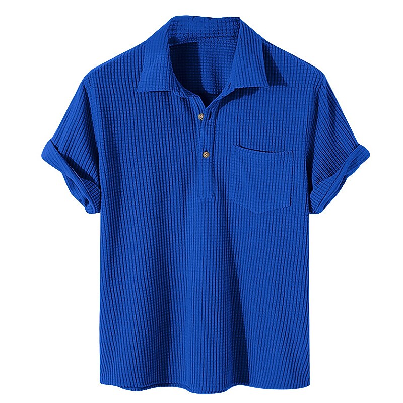 Men's Waffle Polo Shirt Polo Shirt Casual Holiday Lapel Short Sleeve Fashion Basic Plain Classic Summer Waffle Polo Shirt