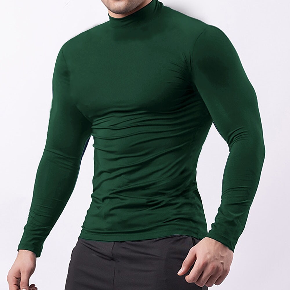 Men's Sport Solid Color Stand Collar Long Sleeve Cotton Shirt