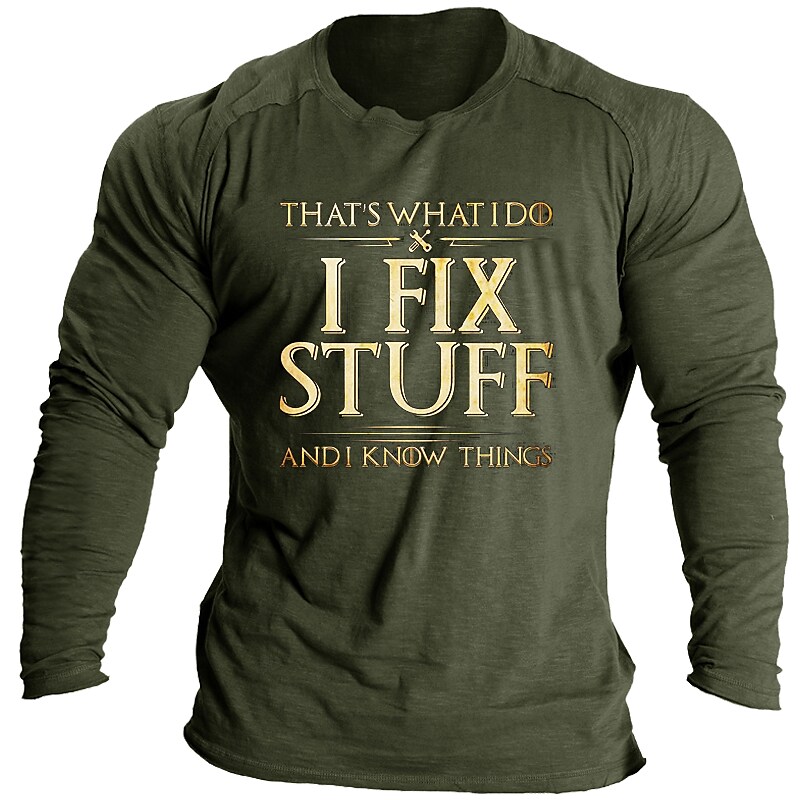 Men's T shirt Tee Letter Crew Neck Black Blue Green Gray Casual Daily