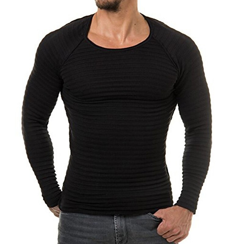 Men's T shirt Long Sleeve Shirt Plain Crew Neck Casual Long Sleeve Sports Lightweight Muscle Top