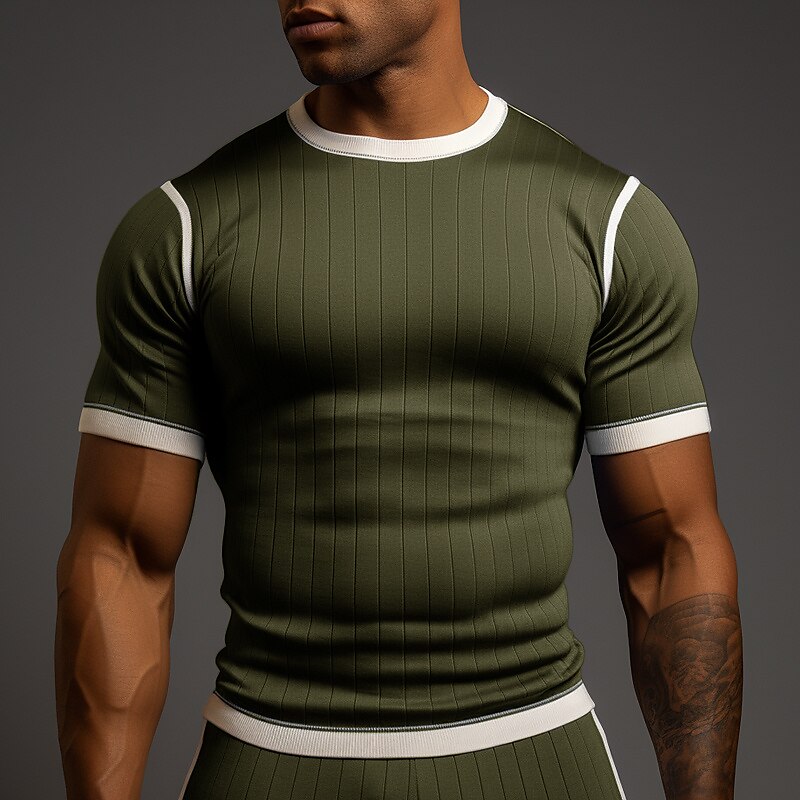 Men's T shirt Tee Tee Top Color Block Crew Neck Street Vacation Short Sleeves Clothing Apparel Fashion Designer Basic Top