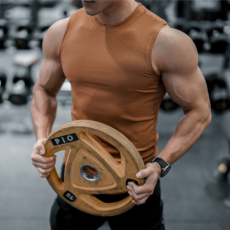 Men's Tank Top Sleeveless Wife beater Shirt Plain Pit Strip Crew Neck Outdoor Going out Sleeveless Muscle Vest Top